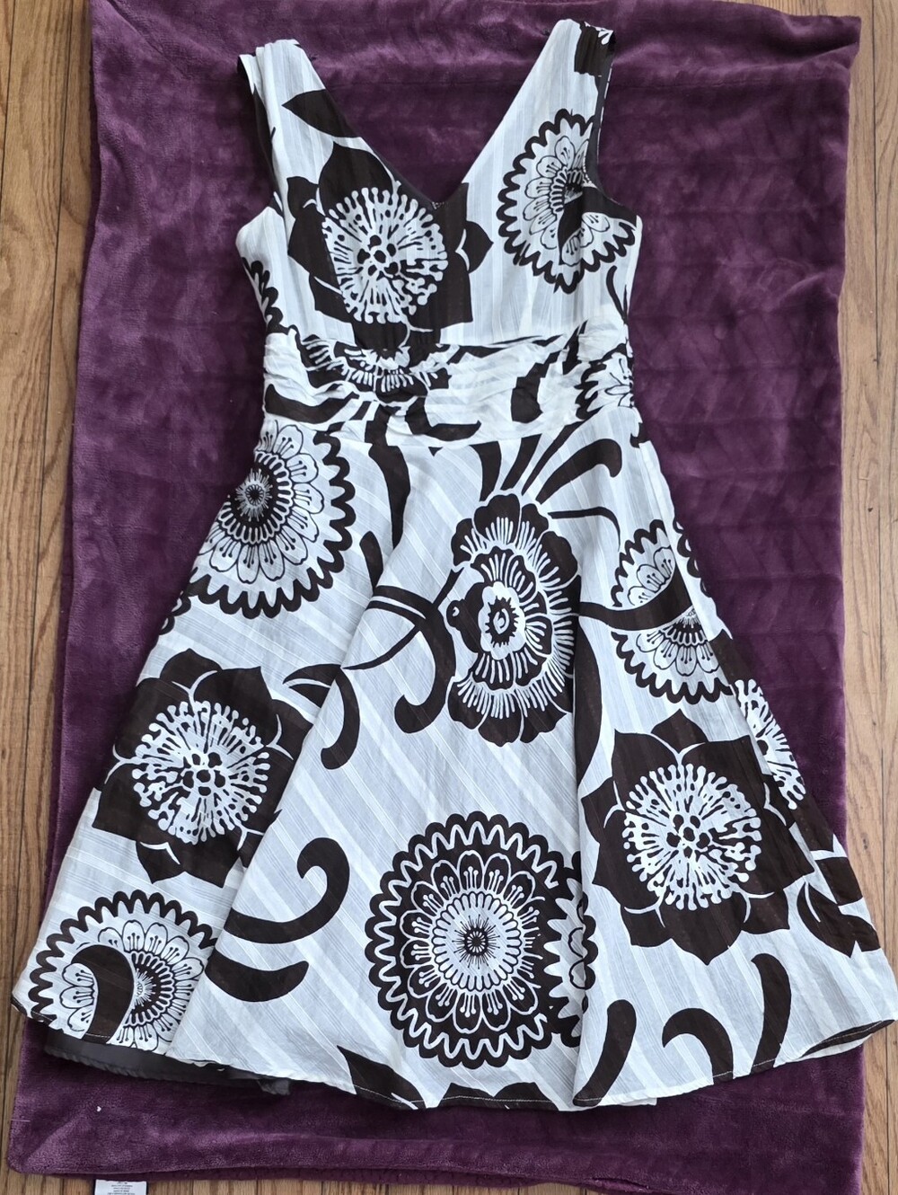 Bethany Y2K Brown and White Floral Fit-and-Flare Dress